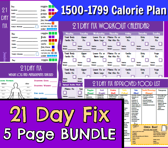 21 Day Fix Portions For 1500 Calorie Diet