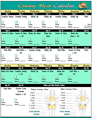 country heat calendar etsy