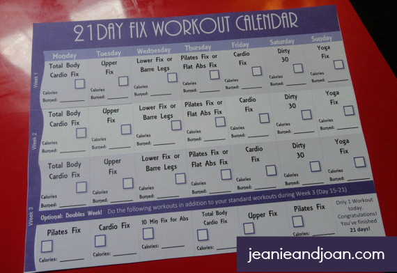 21 Day Fix Workout Calendar and 3 Week Exercise Calendar